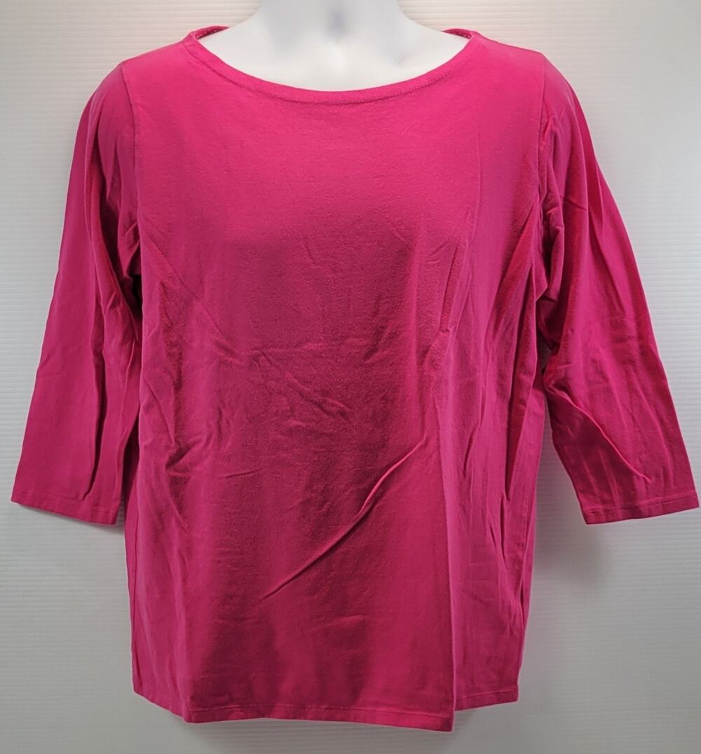 L4) Jones New York Signature Woman Pink 3/4 Sleeve Blouse Top Shirt 1X